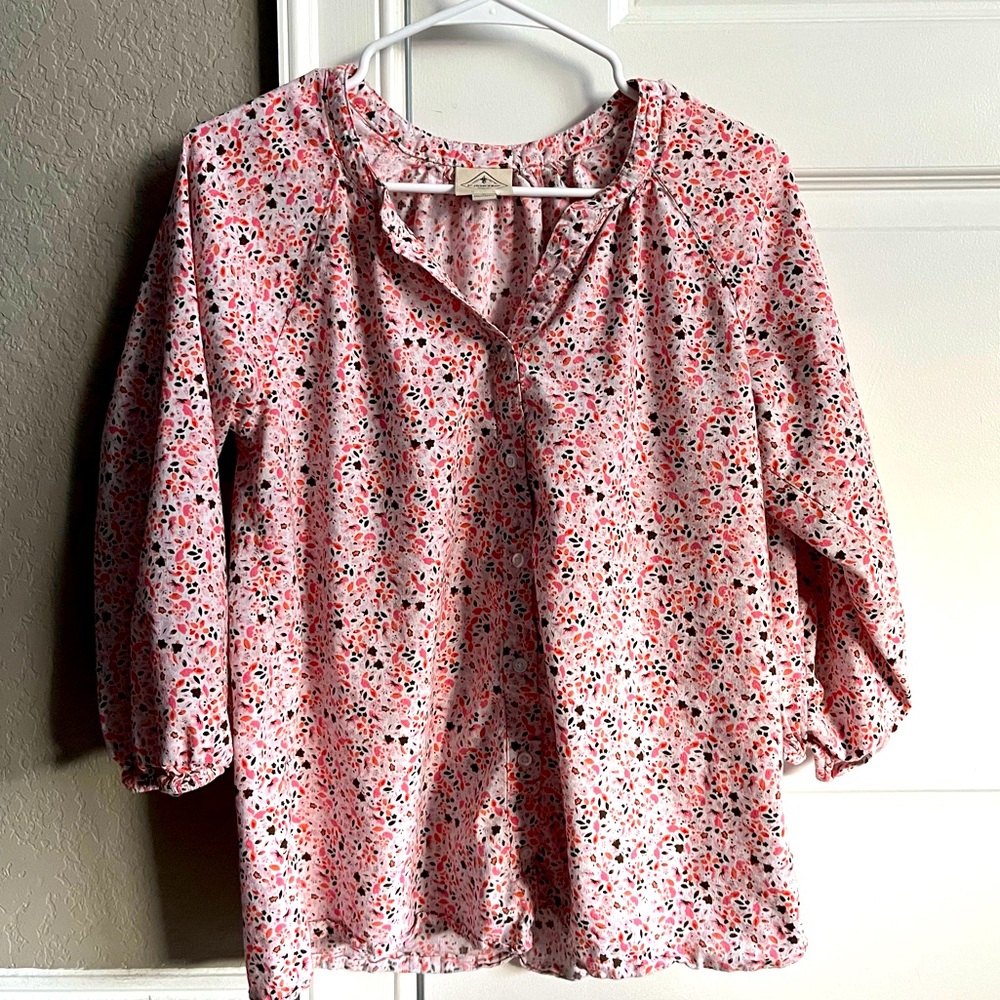 St. John’s Bay 3/4 Sleeve Pink Floral Blouse